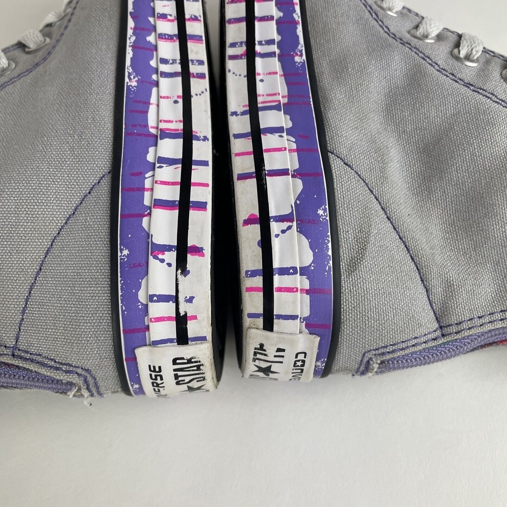 Converse Chuck‎ Taylor All Star Juniors 6Y Grey, Purple Paint Splatter Size 3 US - Picture 7 of 12